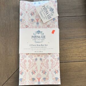 Pink Floral 2-Piece Dish Mat Set